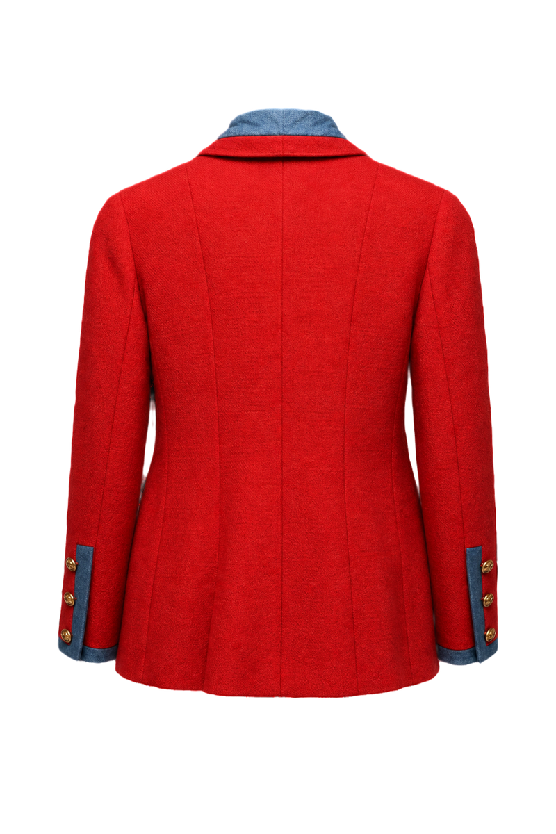 1990s Red Cotton Blend Jacket - Back View
