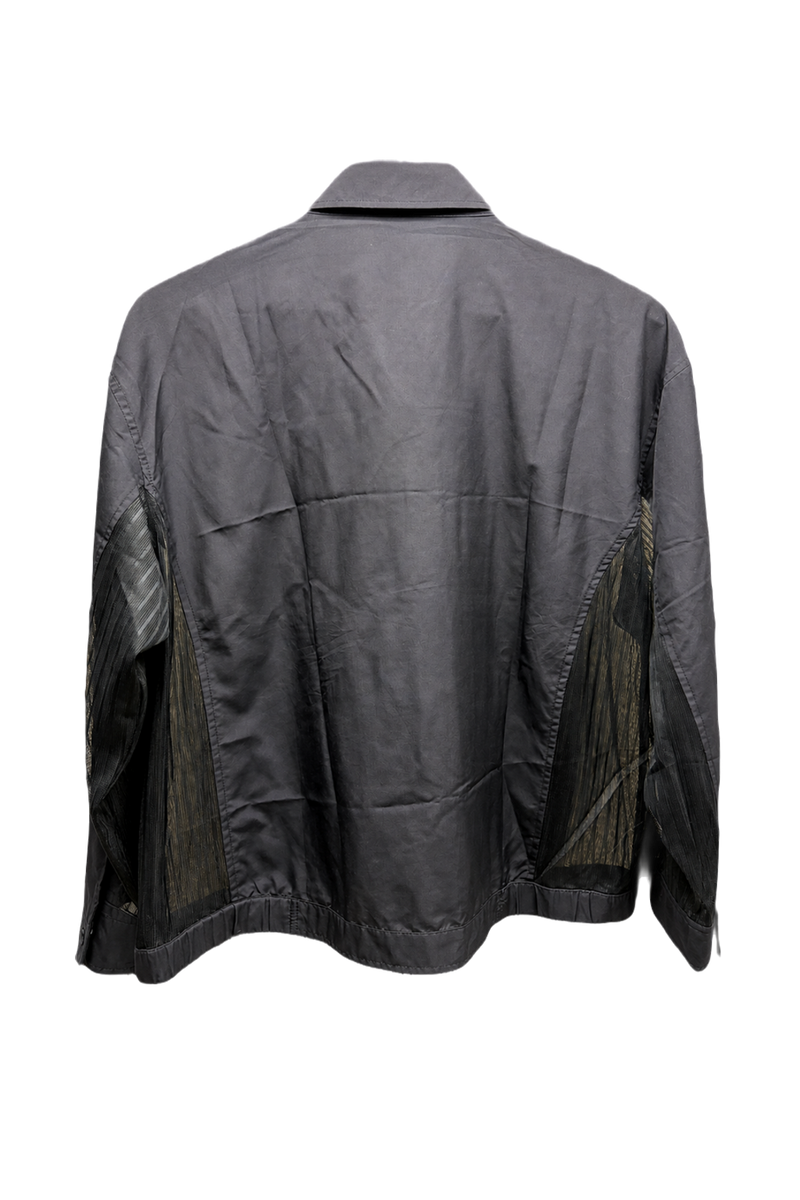 1980s Dark Gray Cotton Blend Jacket - Back View