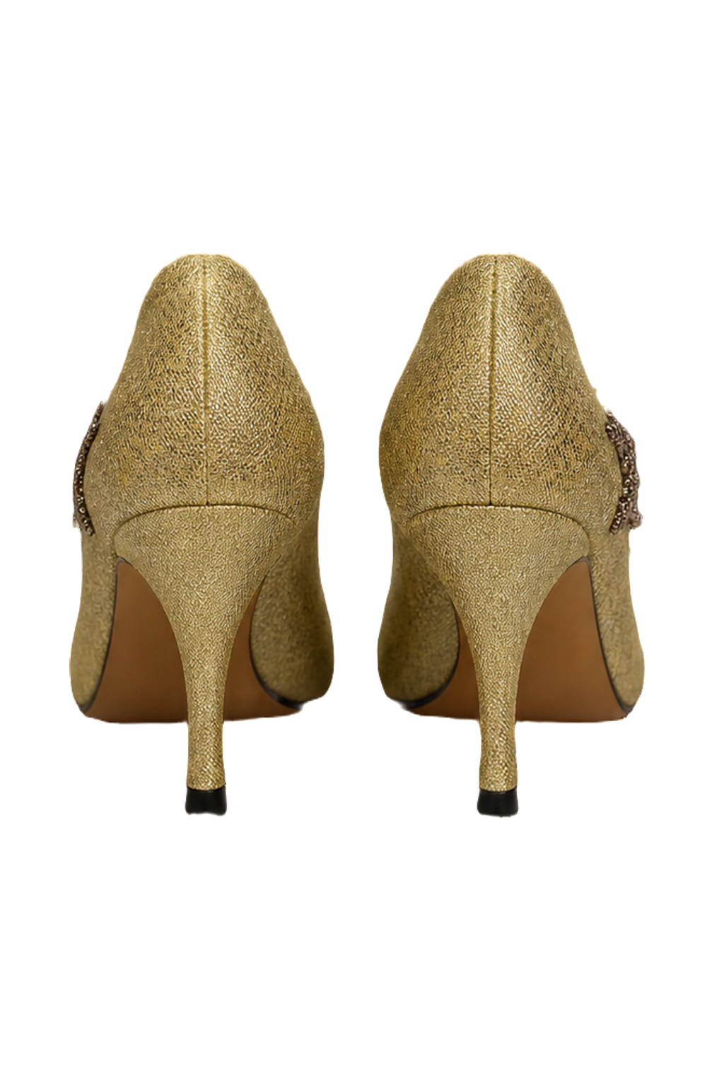 1980s Gold Synthetic Shoes - Back View