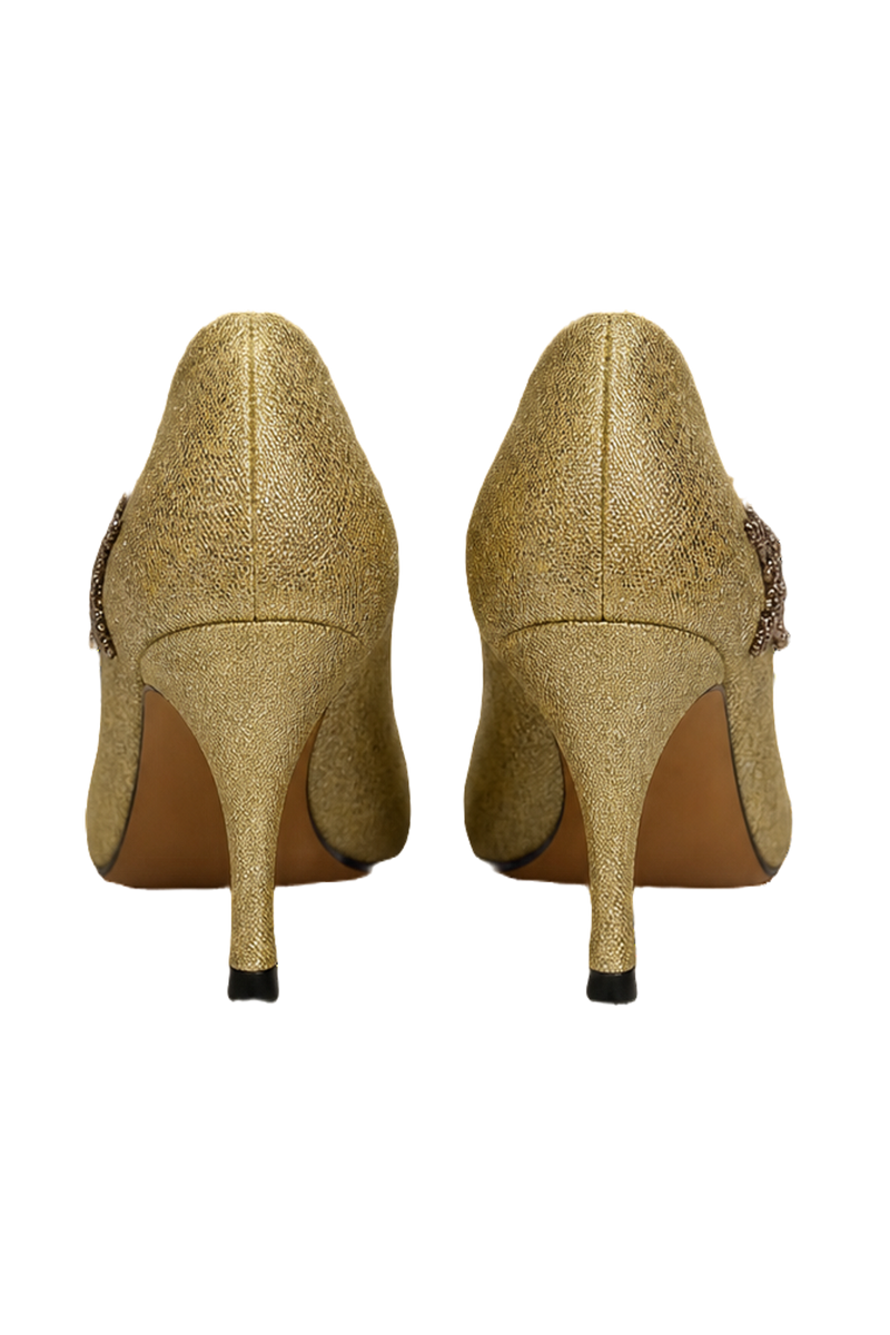 1980s Gold Synthetic Shoes - Back View