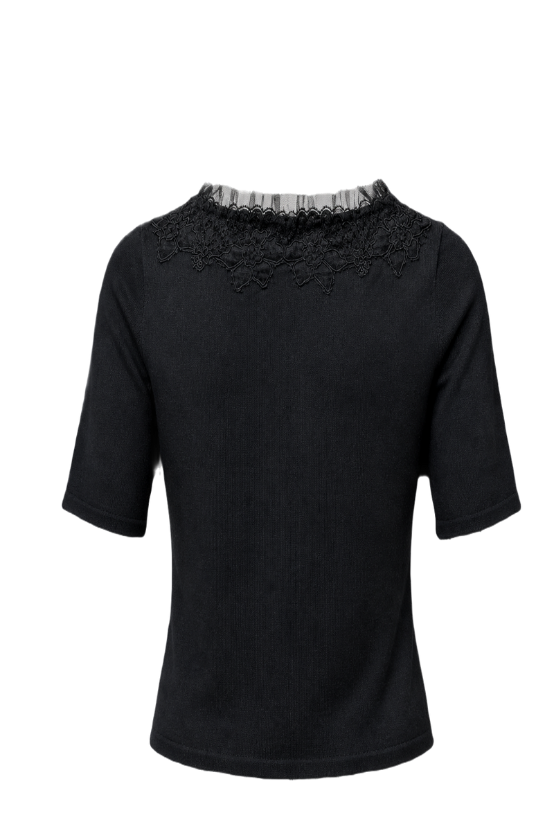 1990s Black Cotton Blend Blouse - Back View