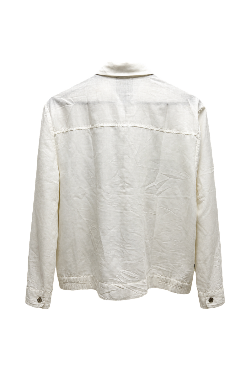 1980s Cream White Cotton Blend Jacket - Back View
