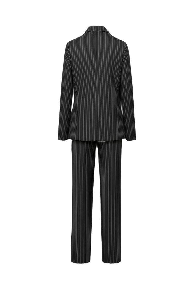 1990s Black Polyester Blend Jacket and Trousers Set - Back View