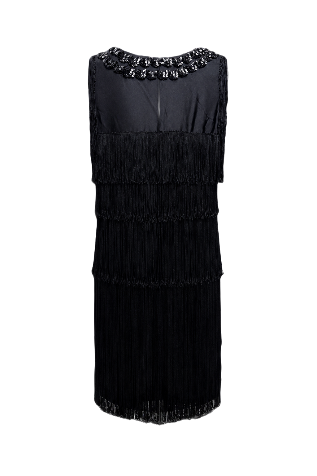 1950s Black Satin Dress - Back View