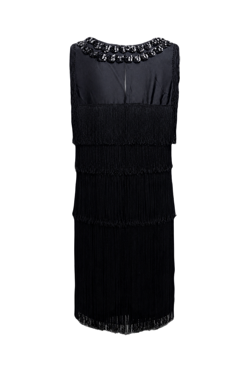 1950s Black Satin Dress - Back View