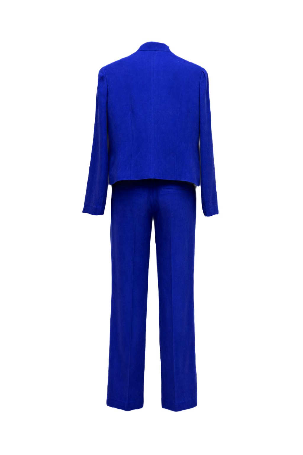 1990s Cobalt Blue Suede 2-Piece Suit - Back View