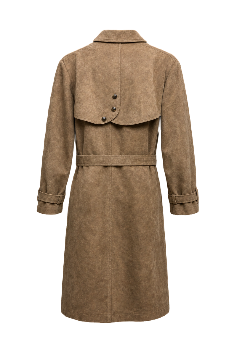 1980s Tan Cotton Blend Trench Coat - Back View