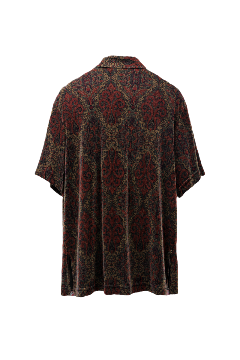 1990s Deep Burgundy Velvet Tunic - Back View