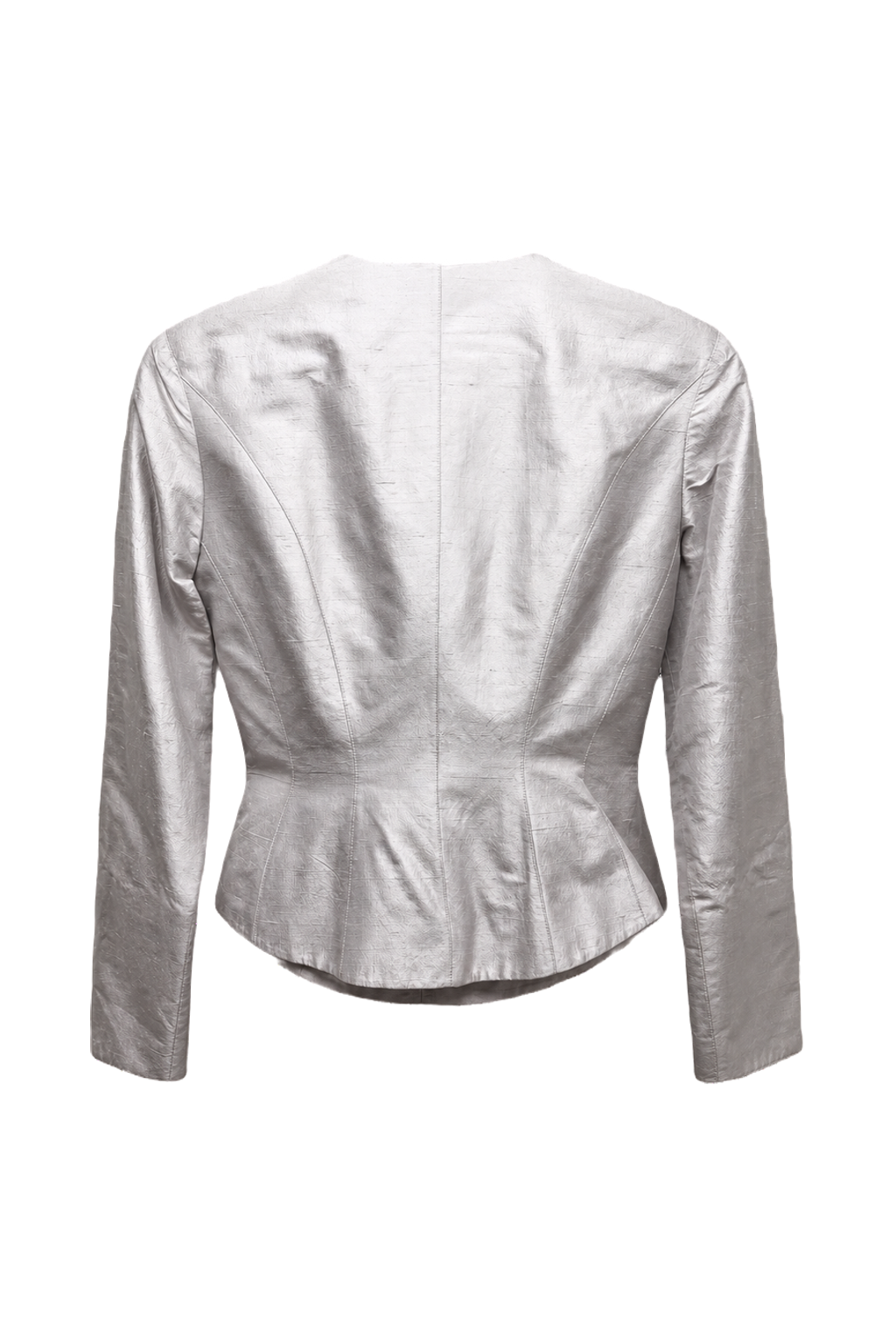1980s Light Silver Silk Blend Jacket - Back View