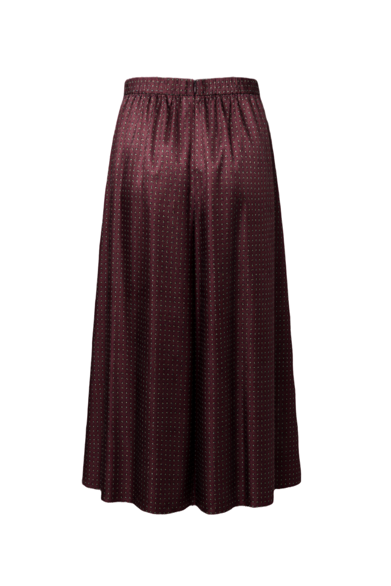 1970s Burgundy Satin Skirt - Back View
