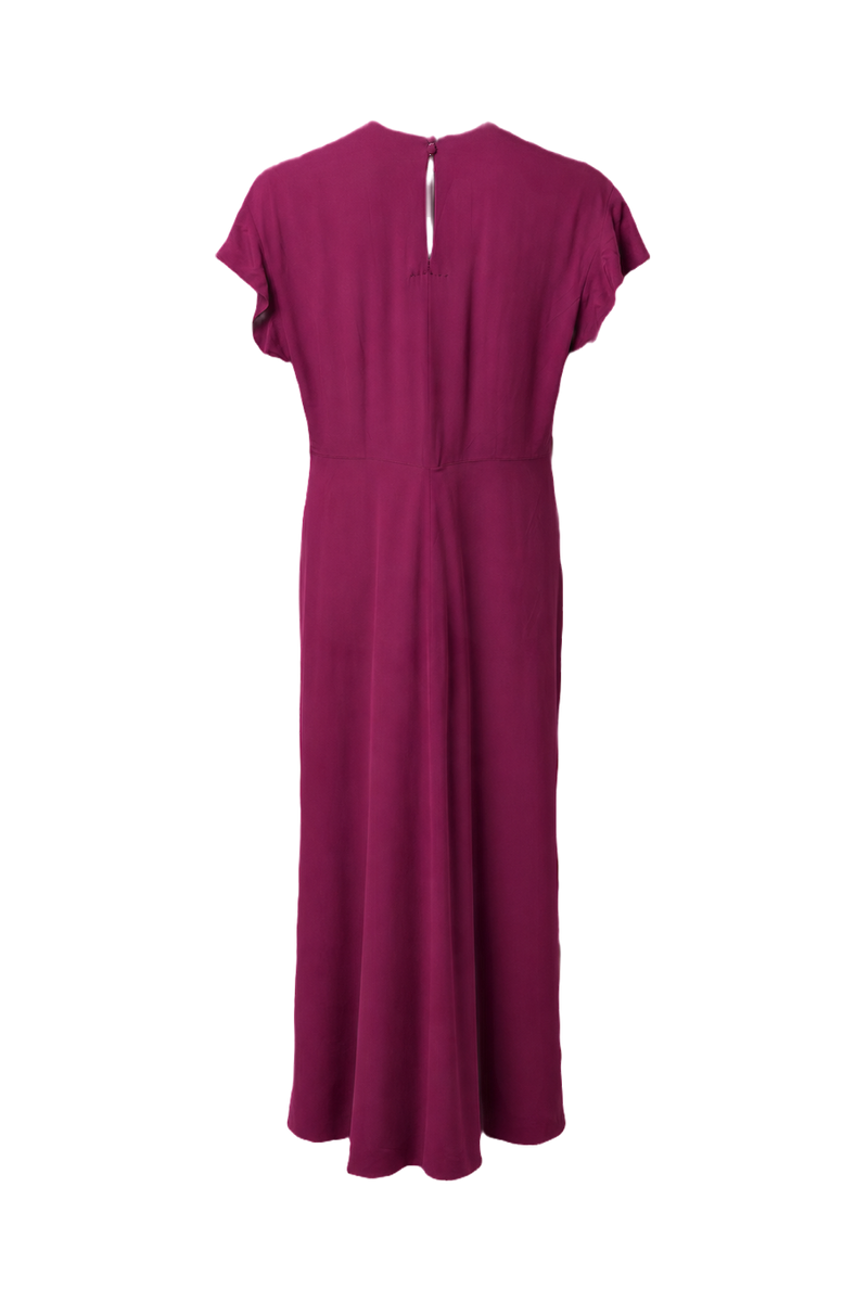 1940s Deep Magenta Silk Dress - Back View