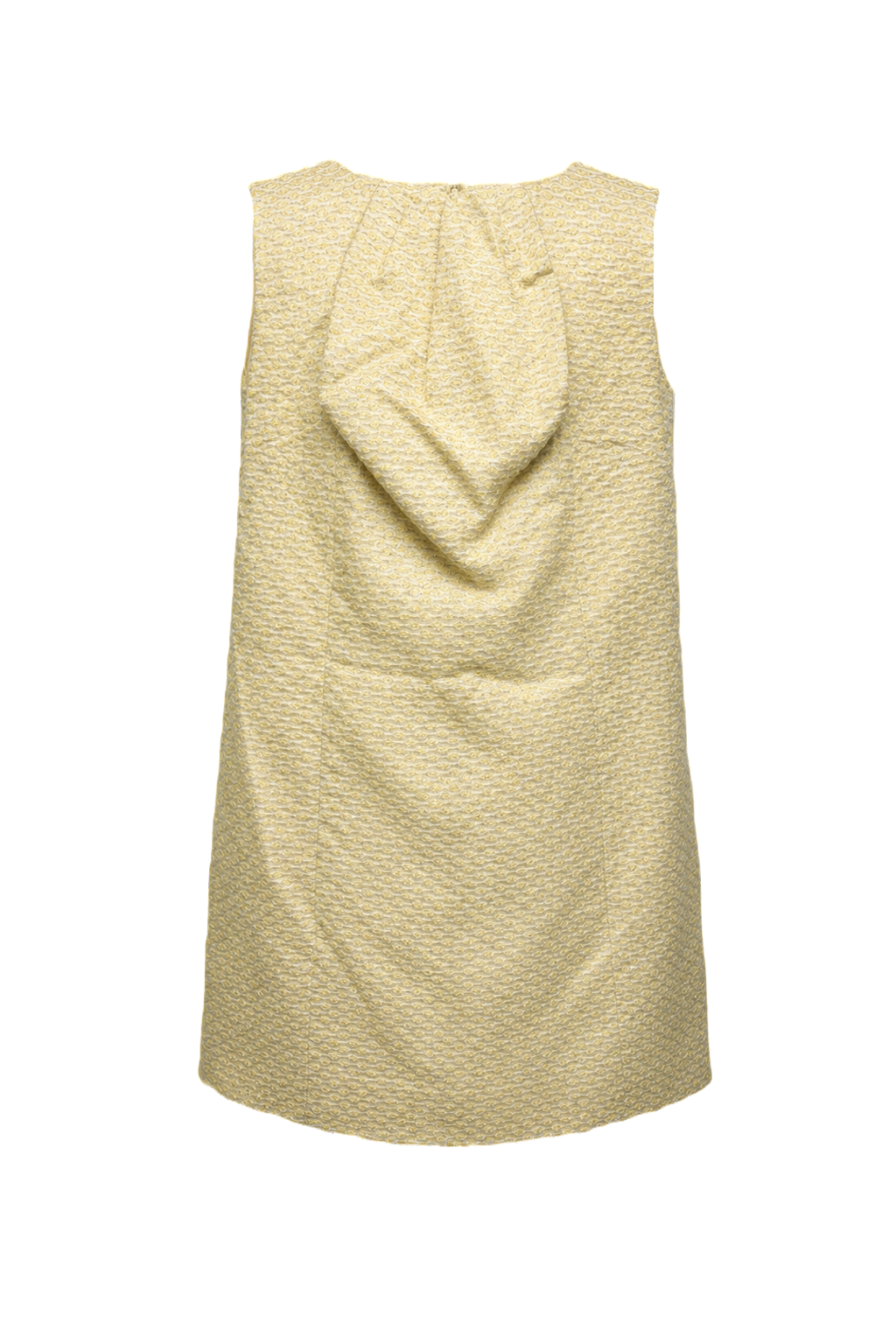1950s Light Yellow Cotton Blend Shift Dress - Back View