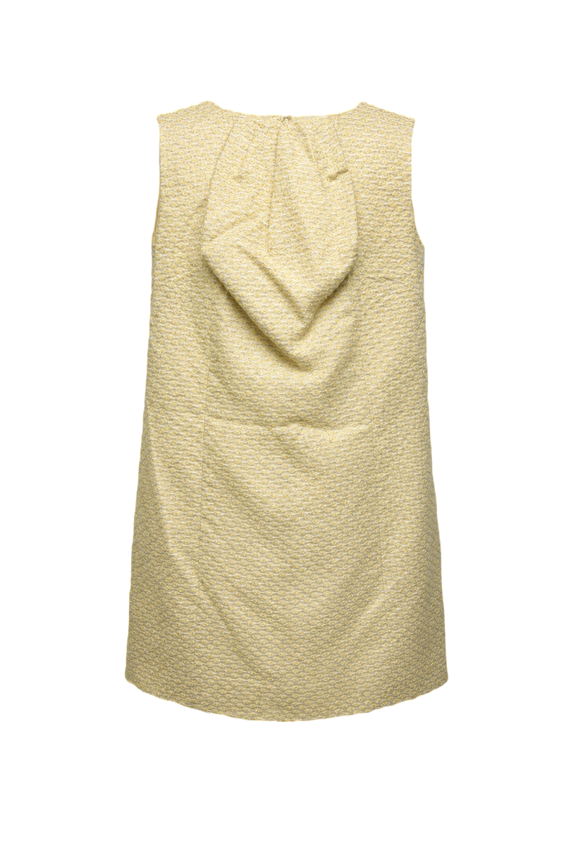 1950s Light Yellow Cotton Blend Shift Dress - Back View