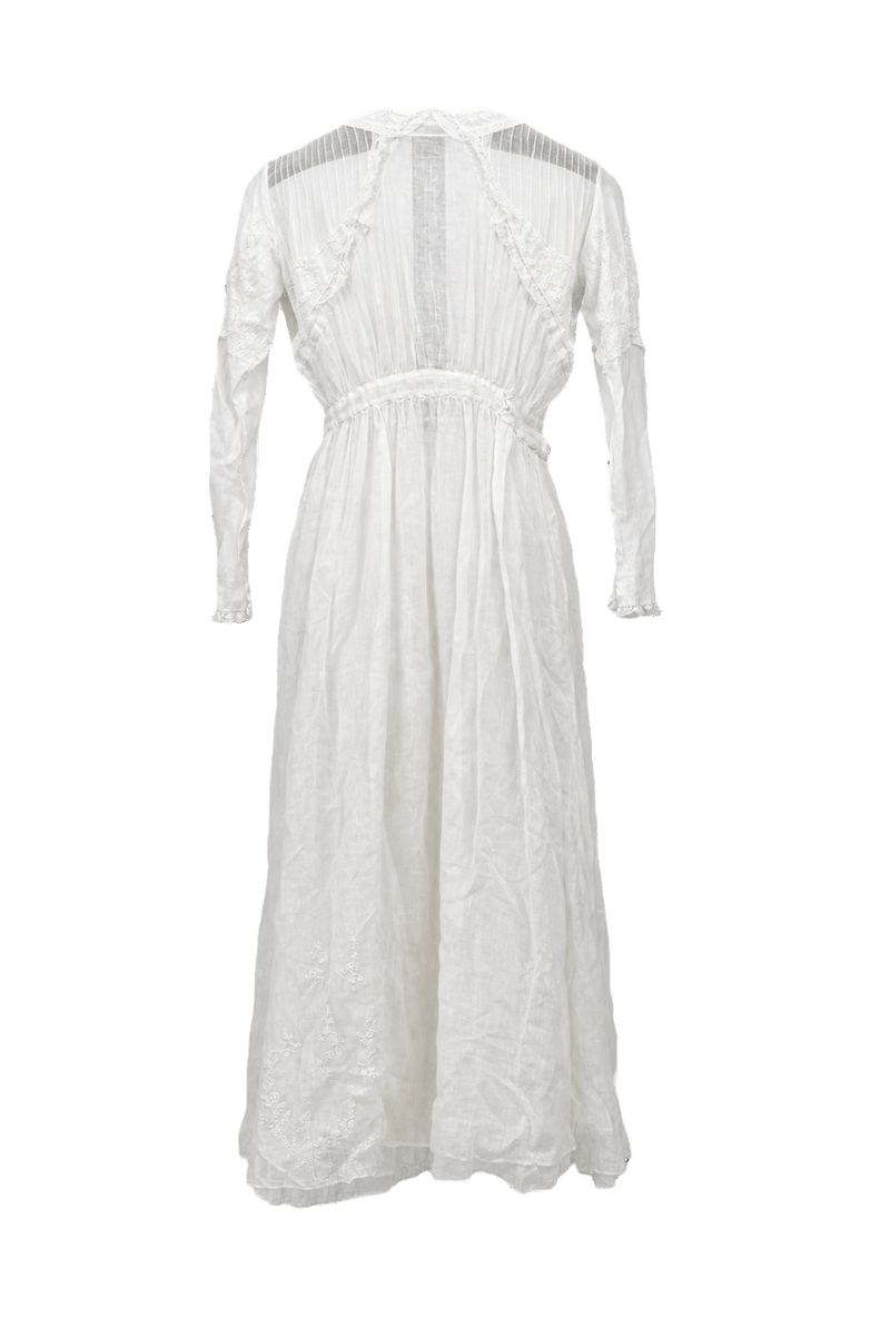 1930s White Cotton Maxi Dress - Back View