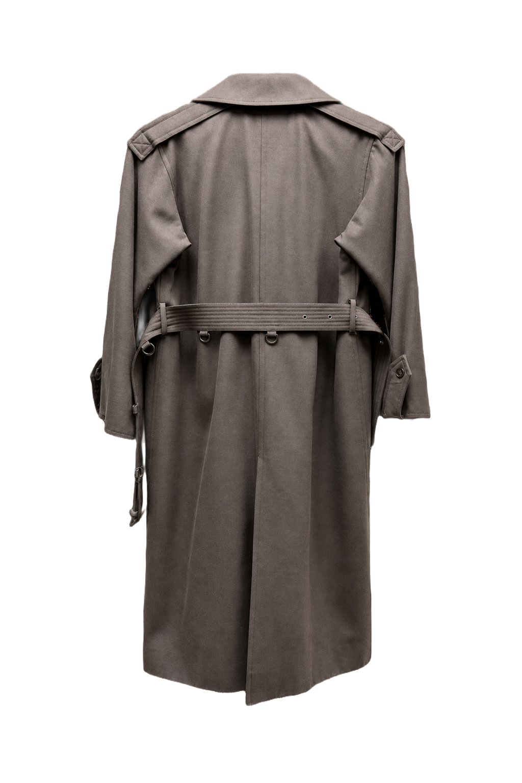 1980s Taupe Wool Blend Trench Coat - Back View
