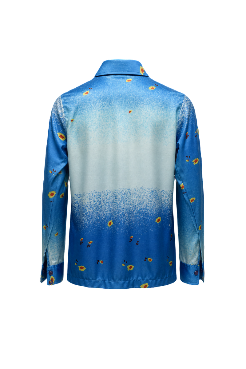 1970s Blue Polyester Shirt - Back View
