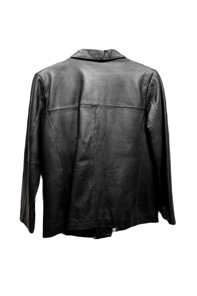1990s Black Leather Jacket - Back View