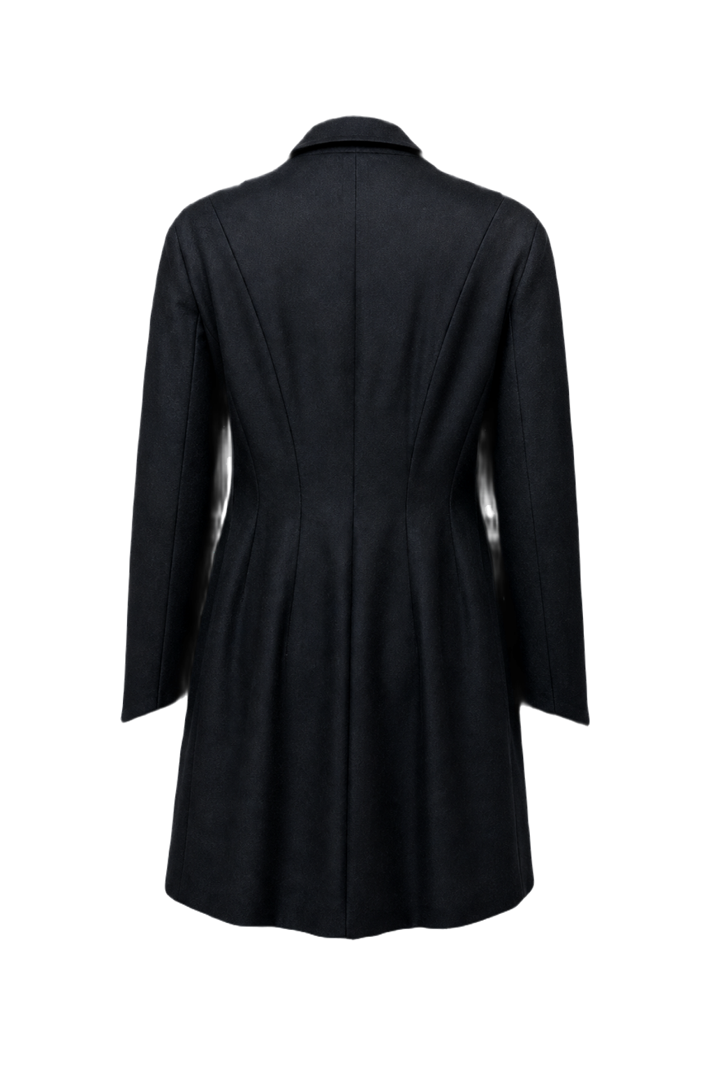 1970s Black Wool Coat - Back View