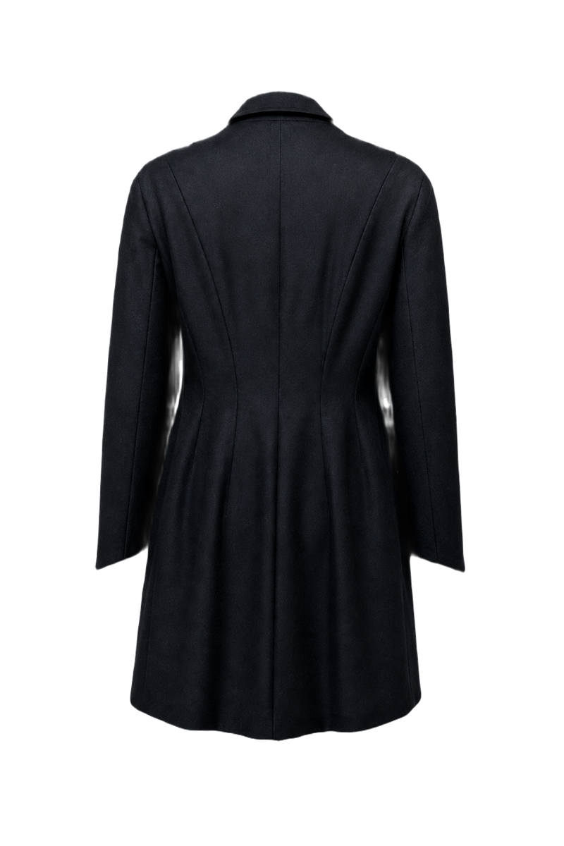 1970s Black Wool Coat - Back View