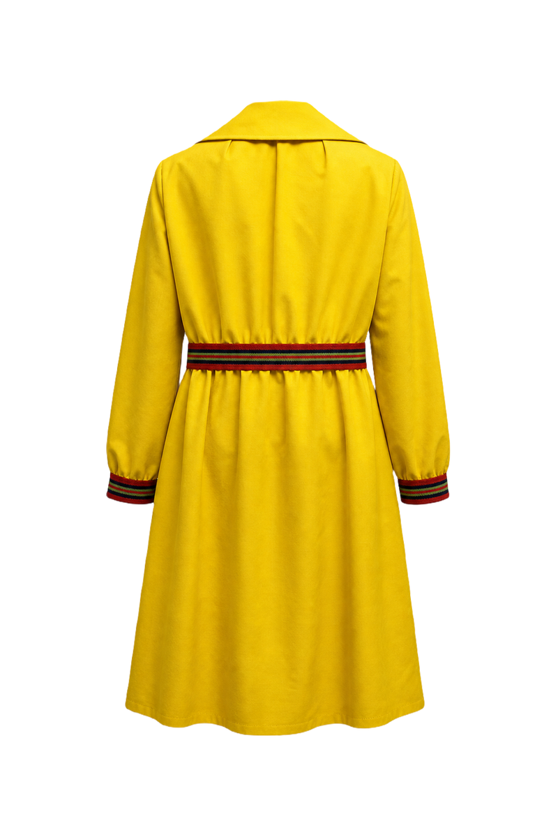 1970s Bright Yellow Cotton Coat - Back View