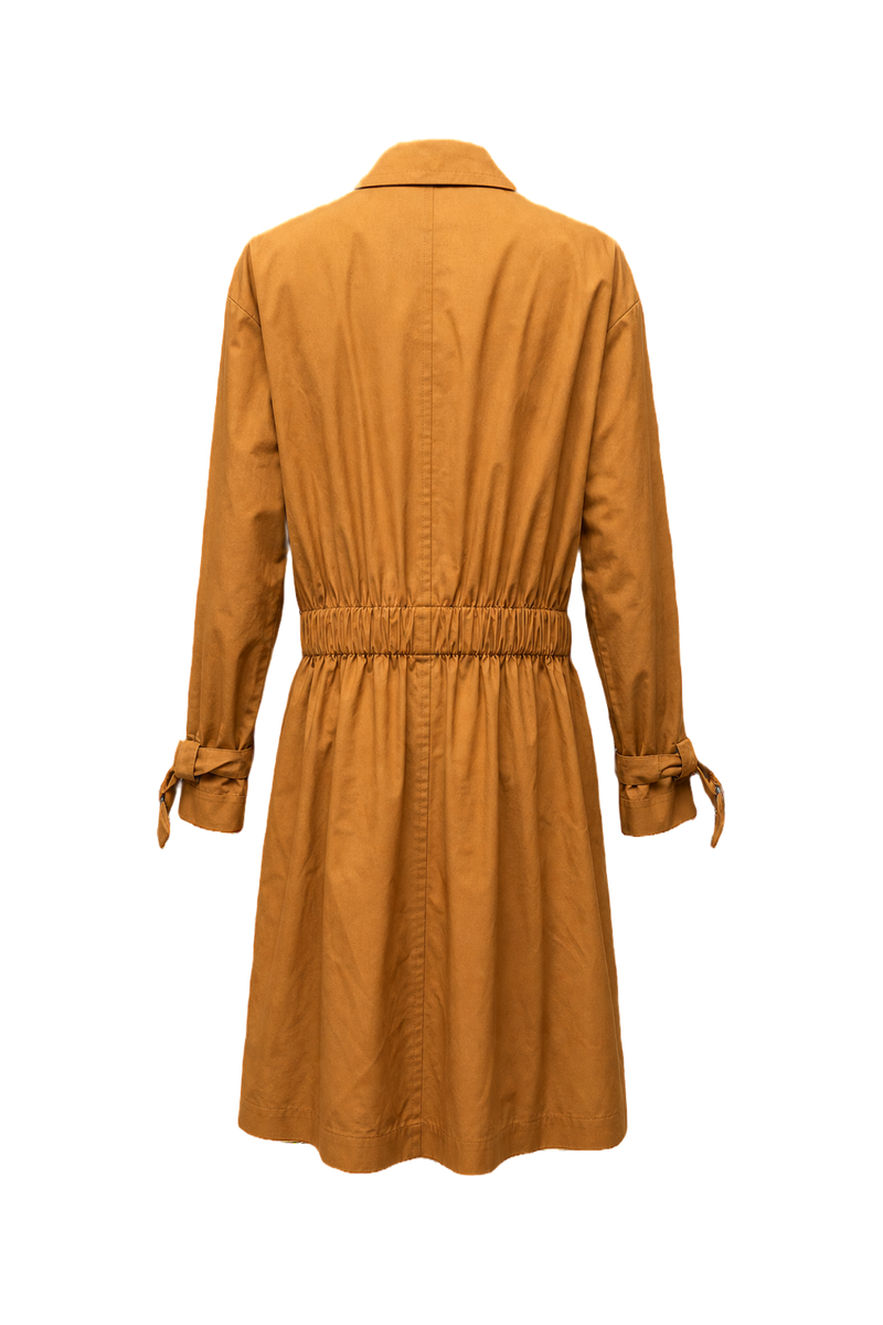 1980s Mustard Yellow Cotton Trench Coat - Back View