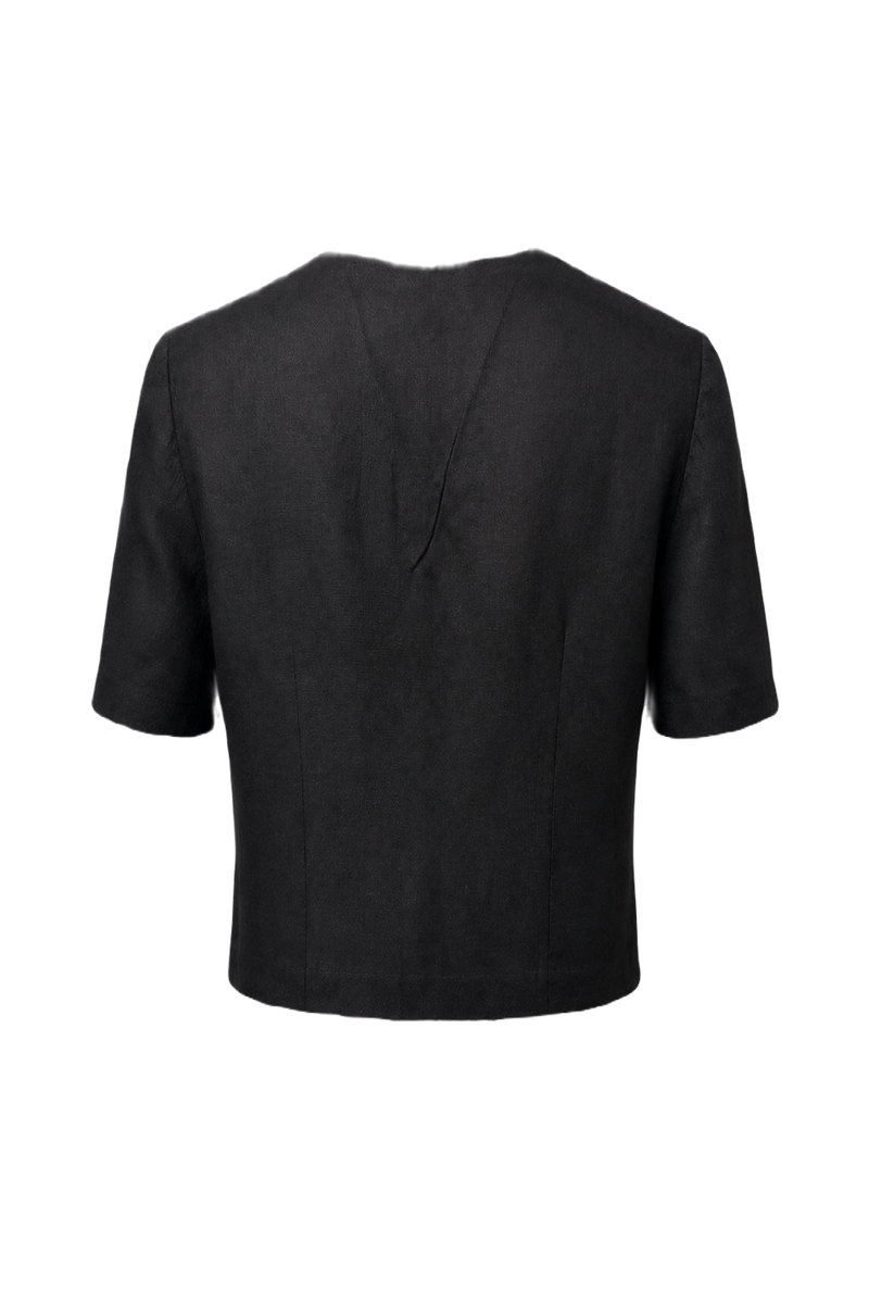 1980s Black Blue Unknown Blouse - Back View
