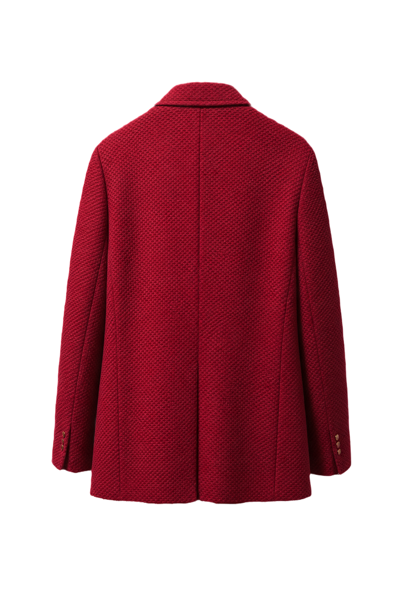 1980s Deep Red Wool Blend Blazer - Back View