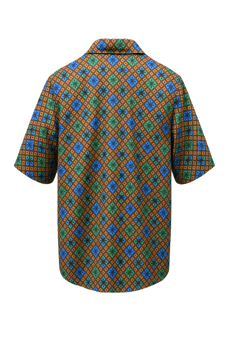 1970s Brown Cotton Blend Shirt - Back View
