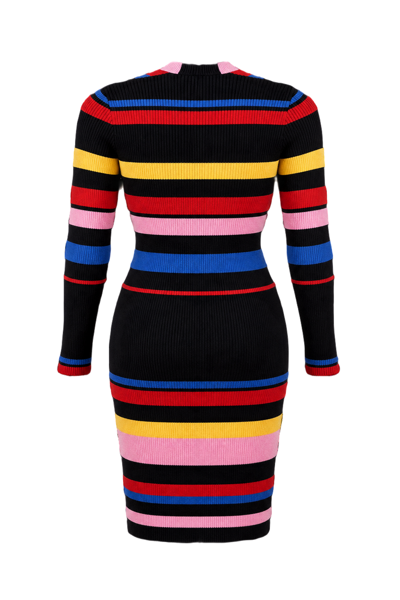 1970s Black Knit Dress - Back View