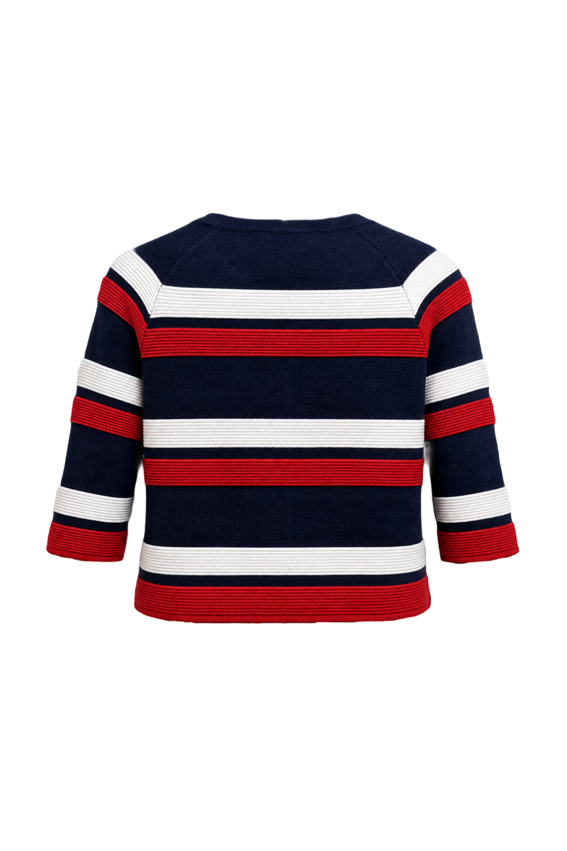1970s Navy Blue Cotton Blend Cardigan - Back View