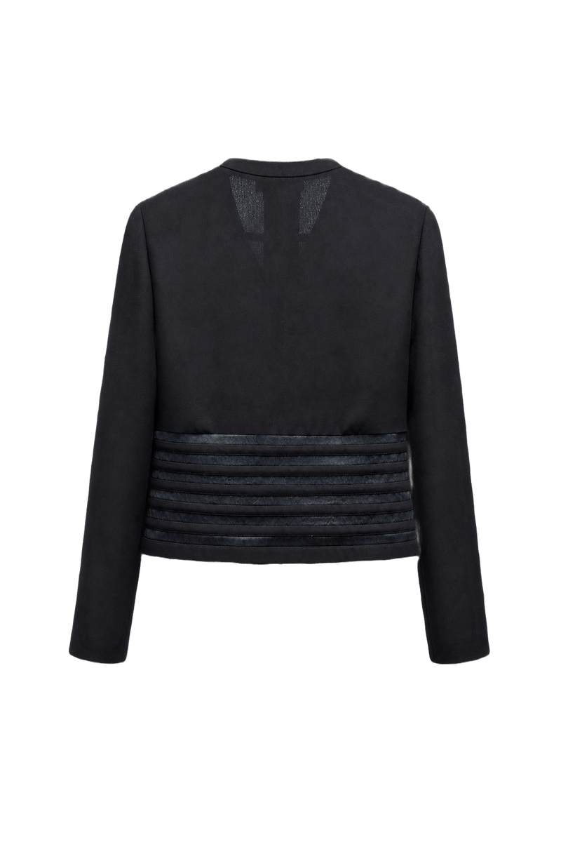 1980s Black Wool Blend Blazer - Back View