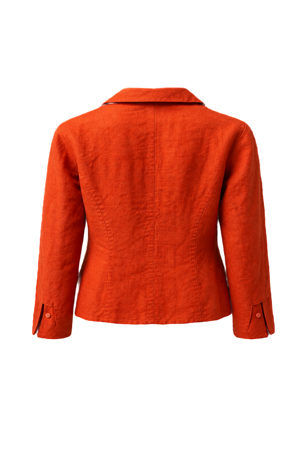 1990s Bright Orange Linen Blend Blouse - Back View