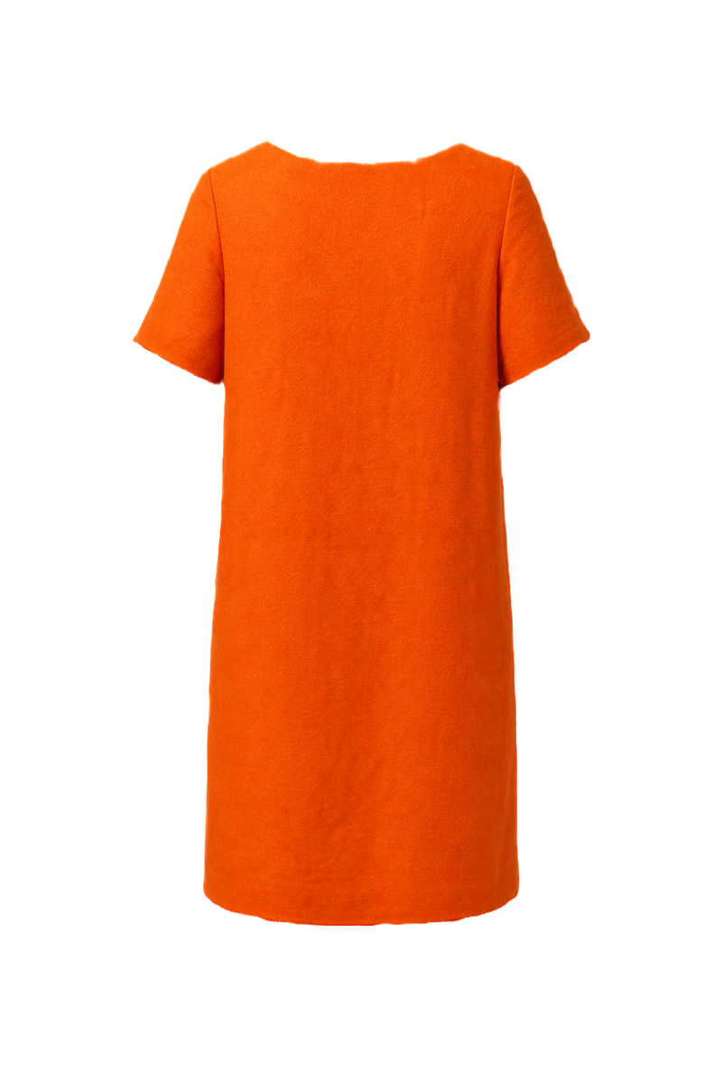 [1970s] Bright Orange Cotton Blend Shift Dress - Back View