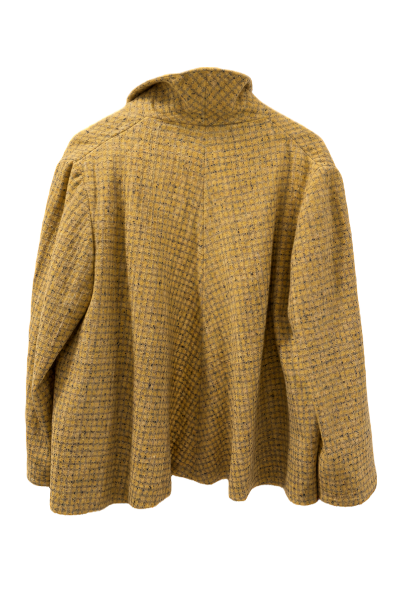 1930s Yellow Check Wool Blend Jacket - Back View
