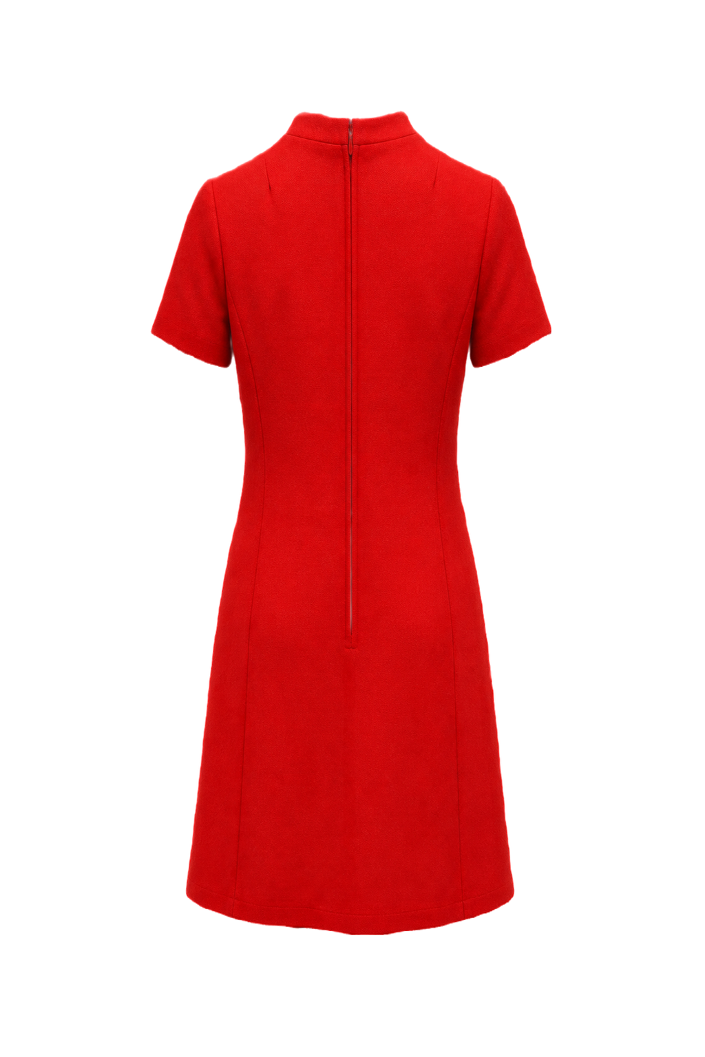 1970s Red Cotton Blend Shift Dress - Back View