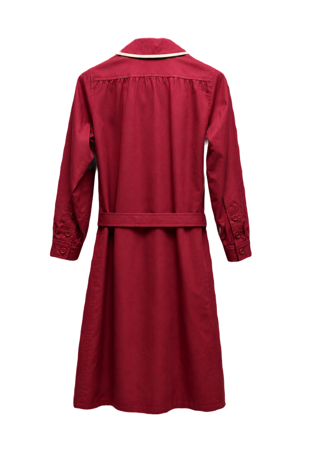 1970s Red Cotton Blend Trench Coat - Back View