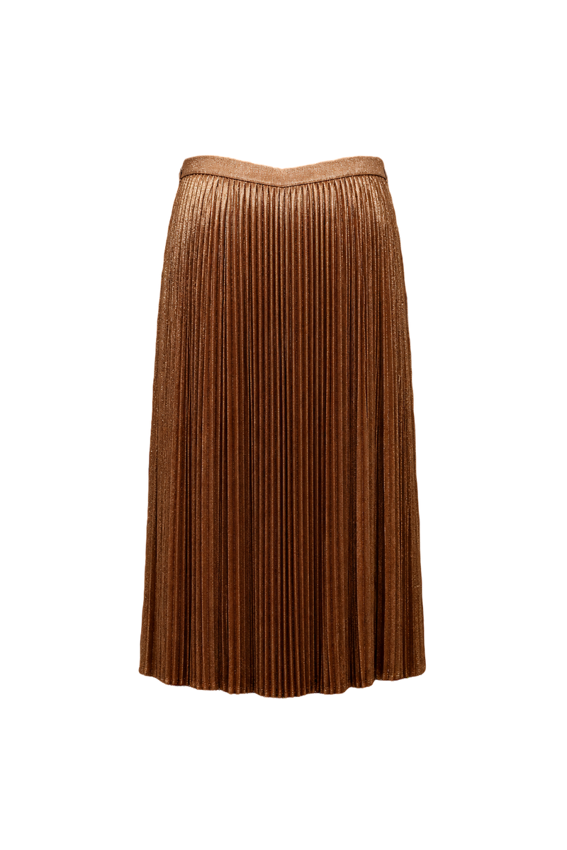 1970s Bronze Synthetic Blend Skirt - Back View