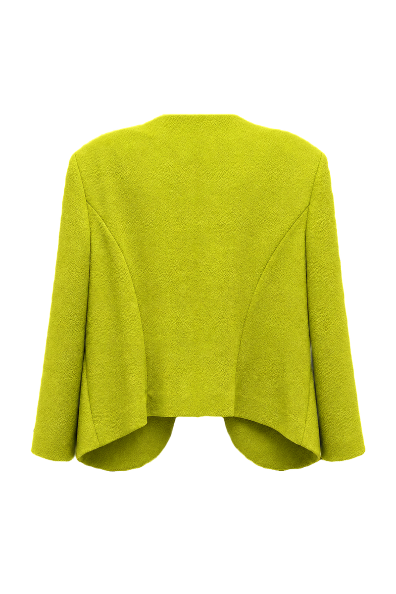 1980s Lime Green Synthetic Blend Jacket - Back View