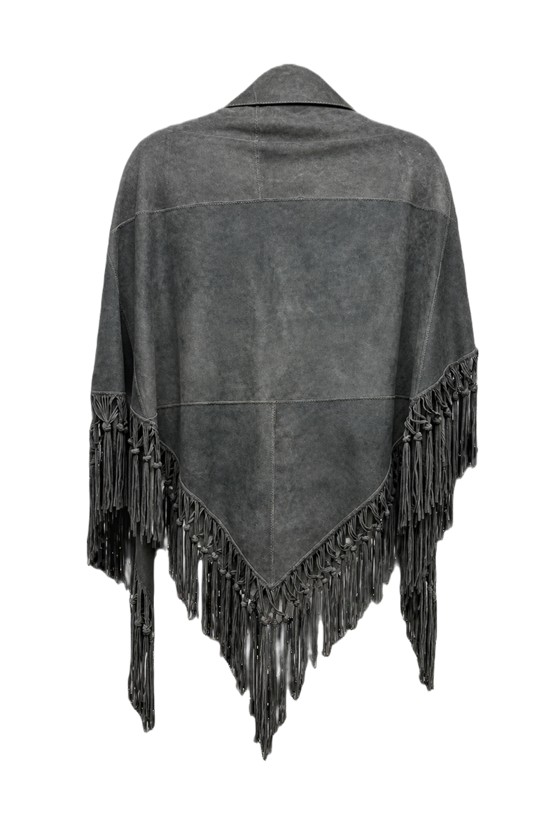 1970s Gray Suede Cape - Back View