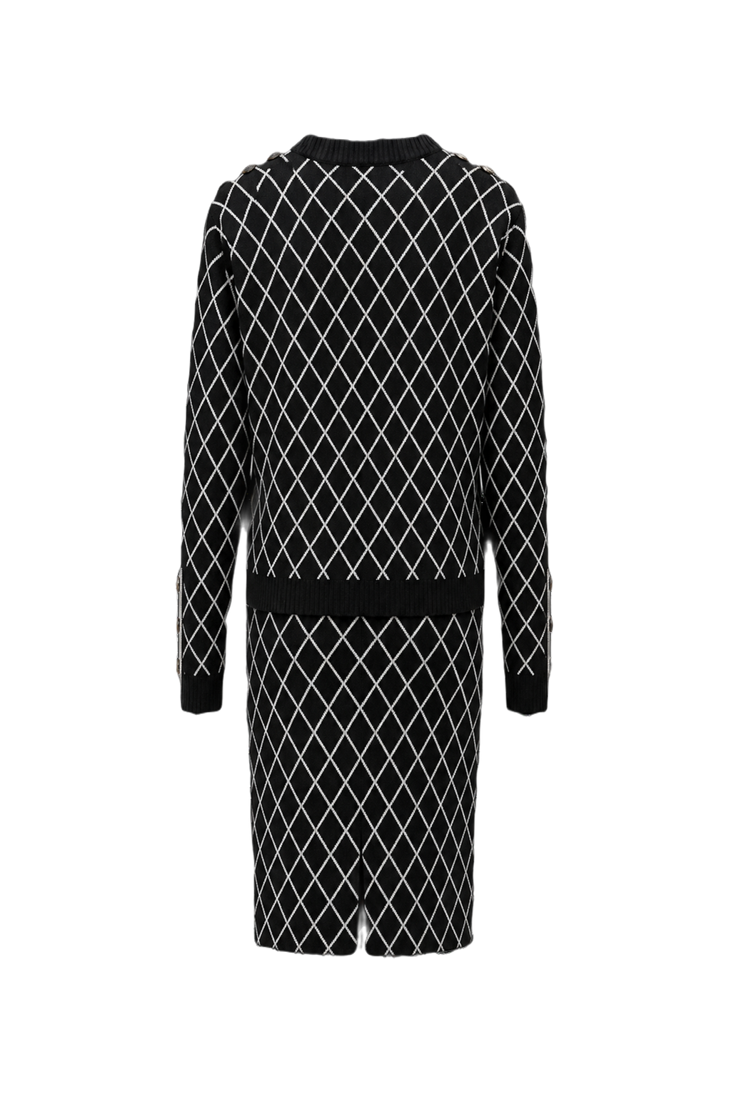 1980s Black Wool Blend Sweater Set - Back View
