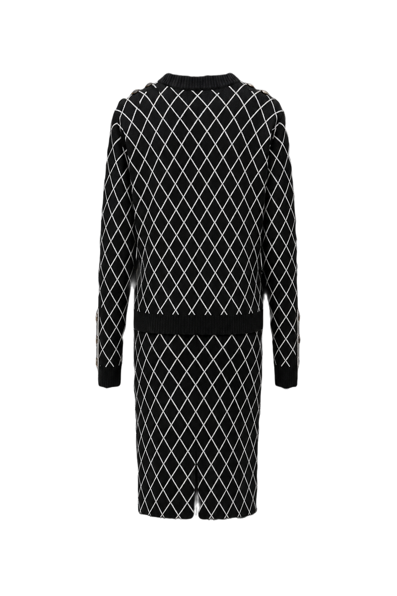 1980s Black Wool Blend Sweater Set - Back View