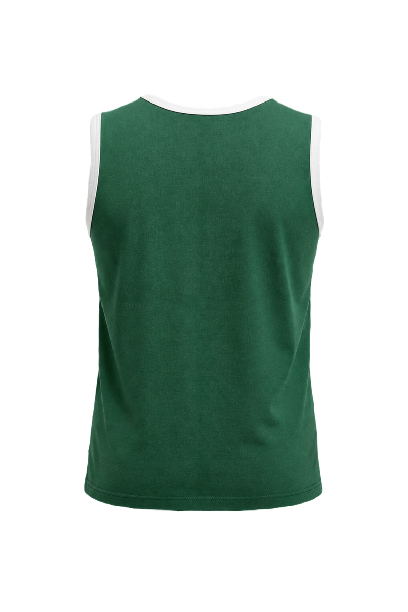 1990s Dark Green Cotton Blend Tank Top - Back View