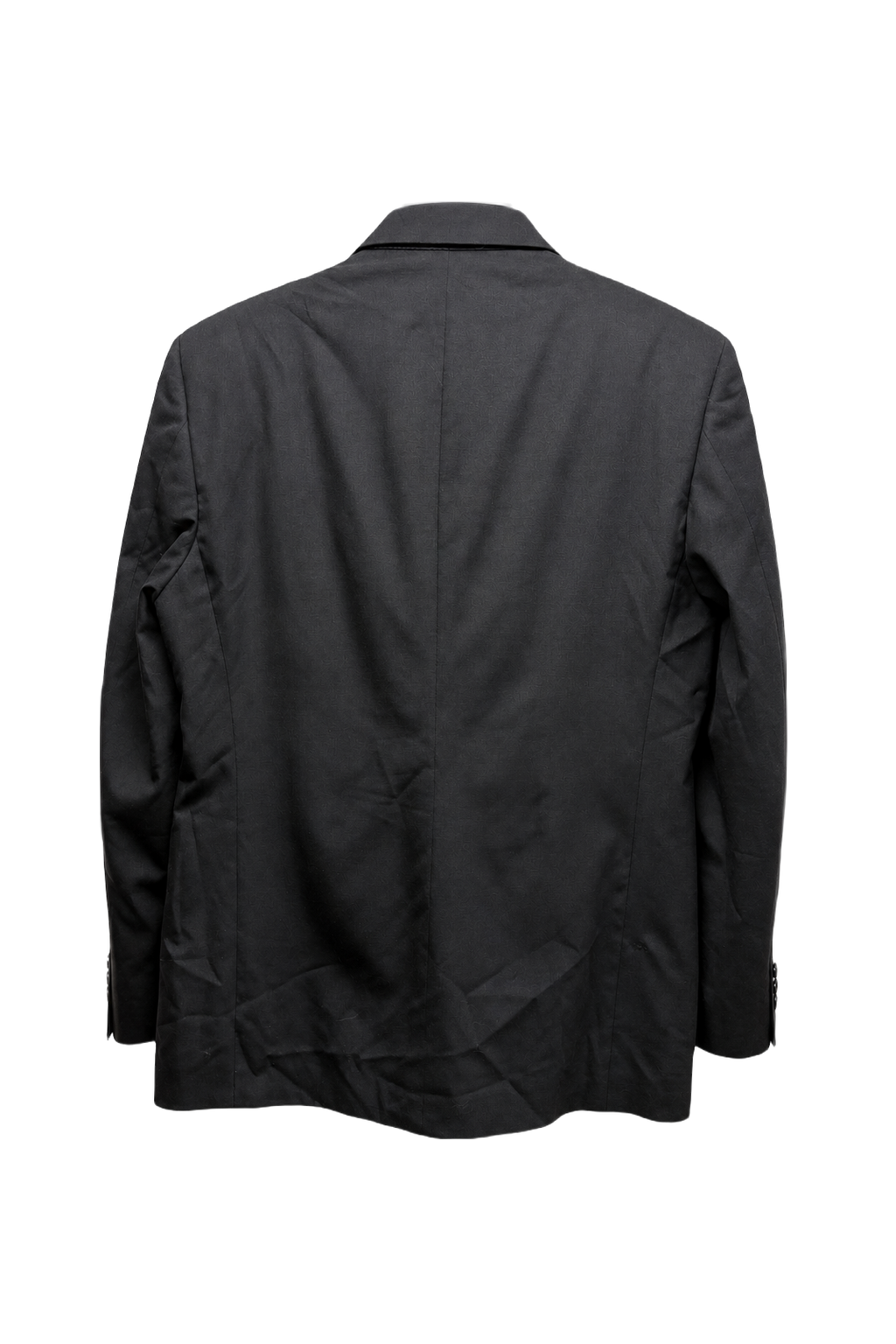 [1970s] Black Synthetic Blend Blazer - Back View