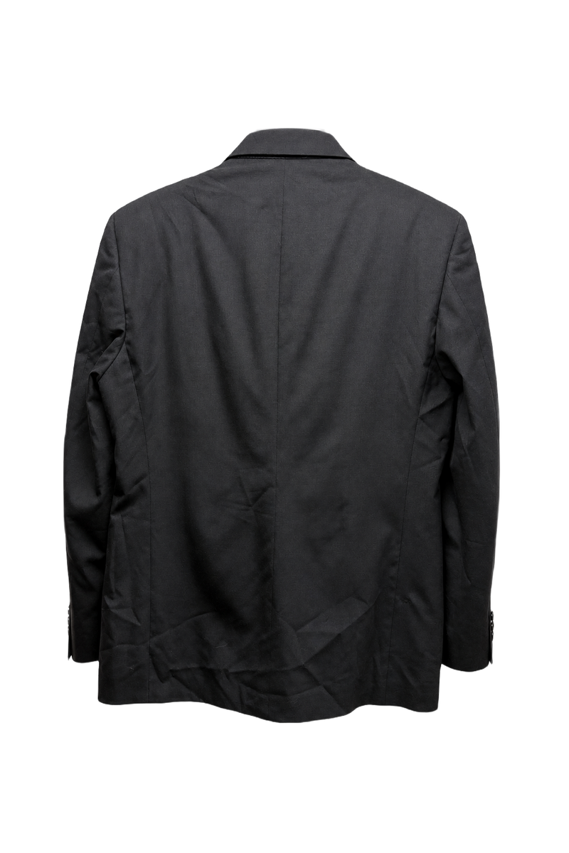 [1970s] Black Synthetic Blend Blazer - Back View