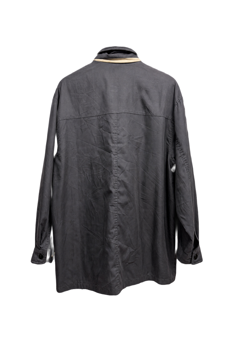 1980s Dark Navy Synthetic Blend Coat - Back View