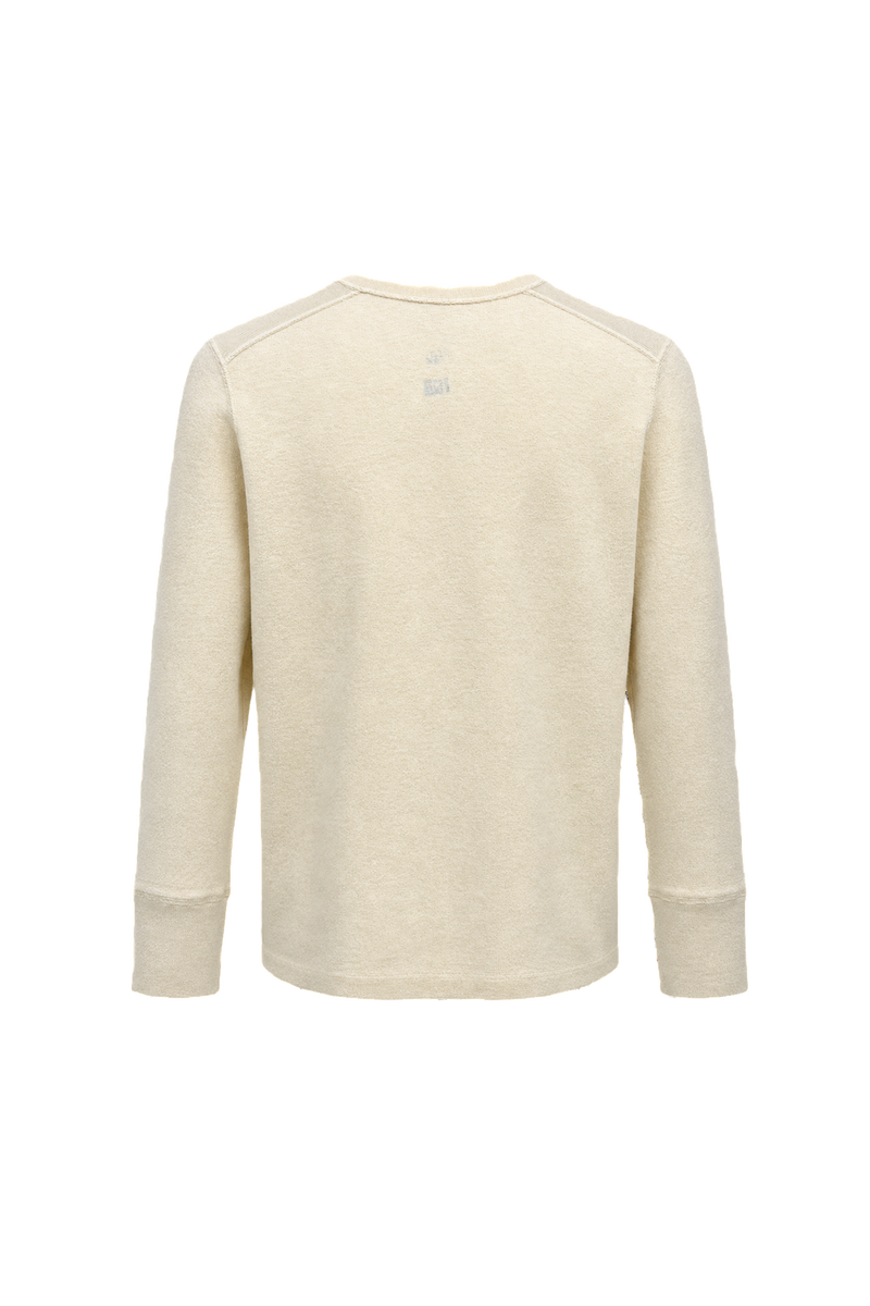 1940s Cream White Cotton Blend Long Sleeve Shirt - Back View