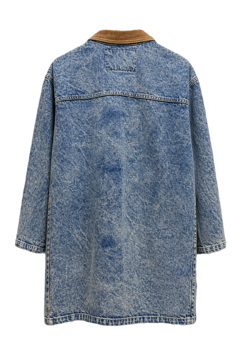 1970s Light Blue Denim Coat - Back View