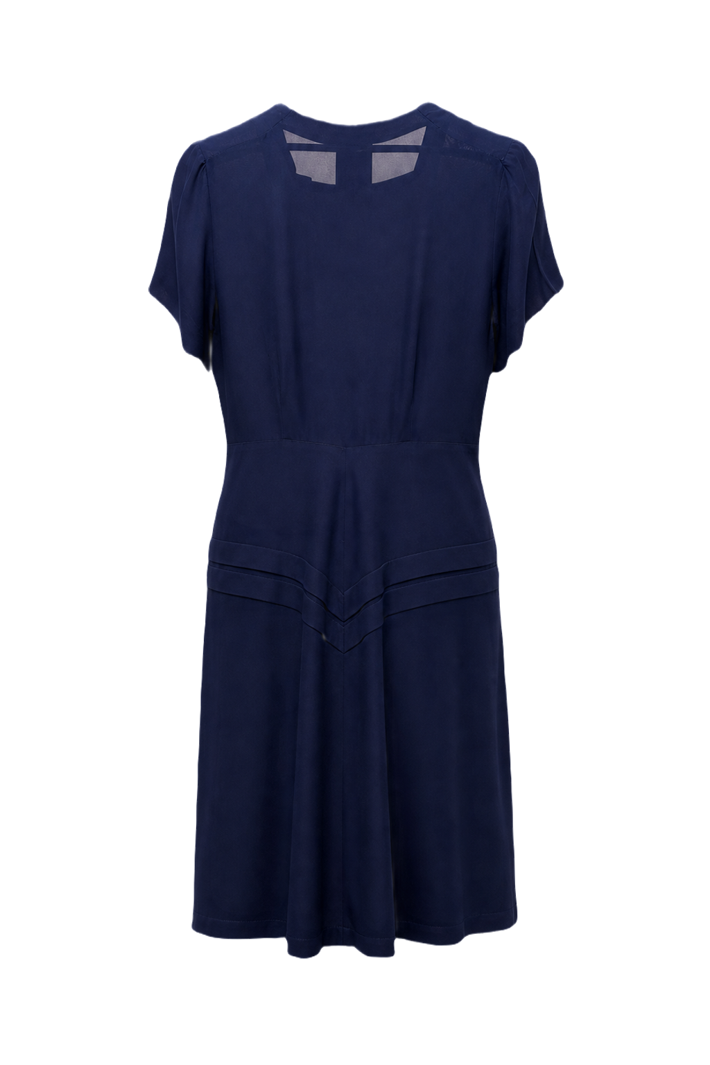 1920s Navy Blue Silk Dress - Back View