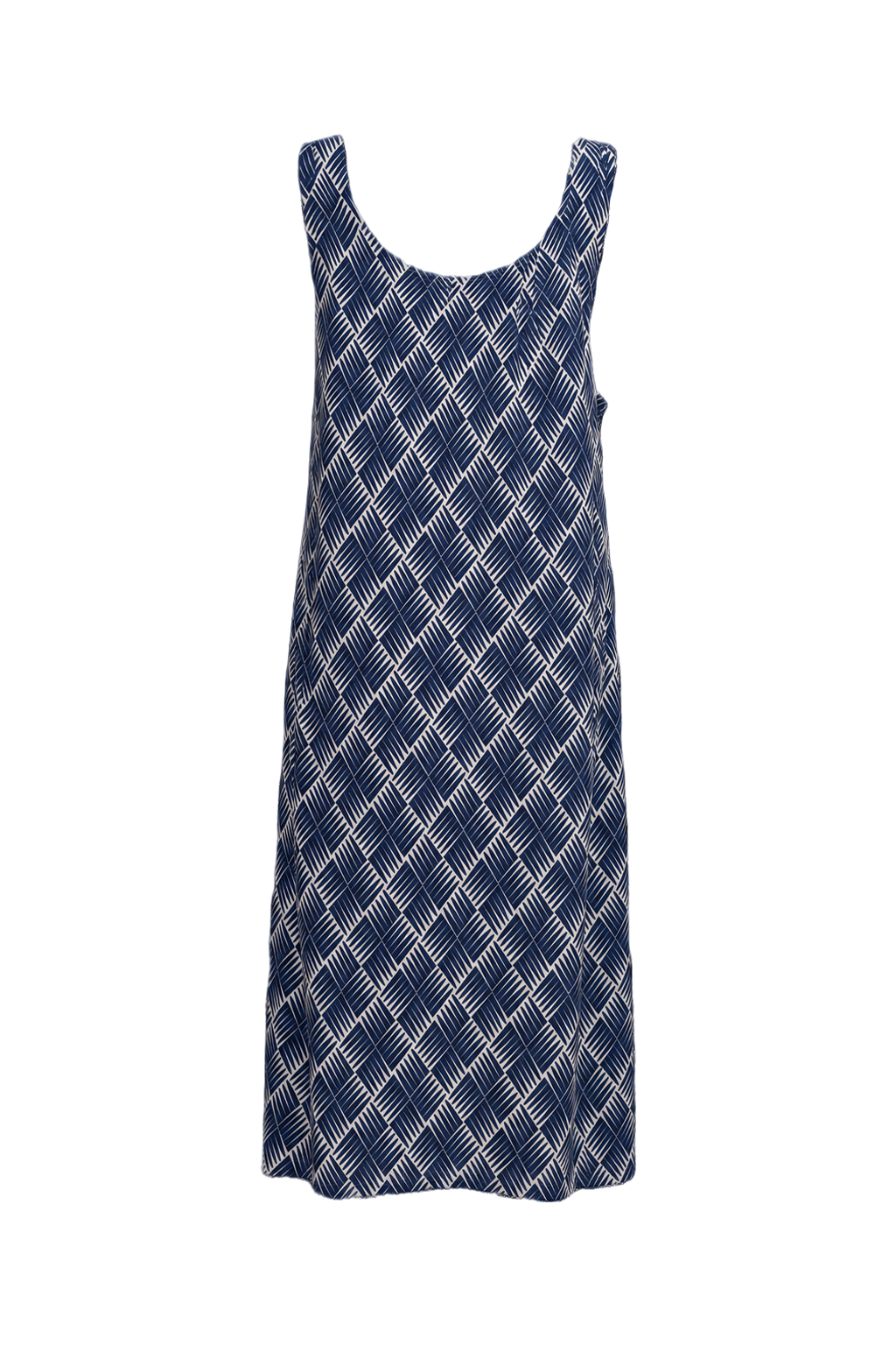 1970s Navy Blue Polyester Sleeveless Dress - Back View