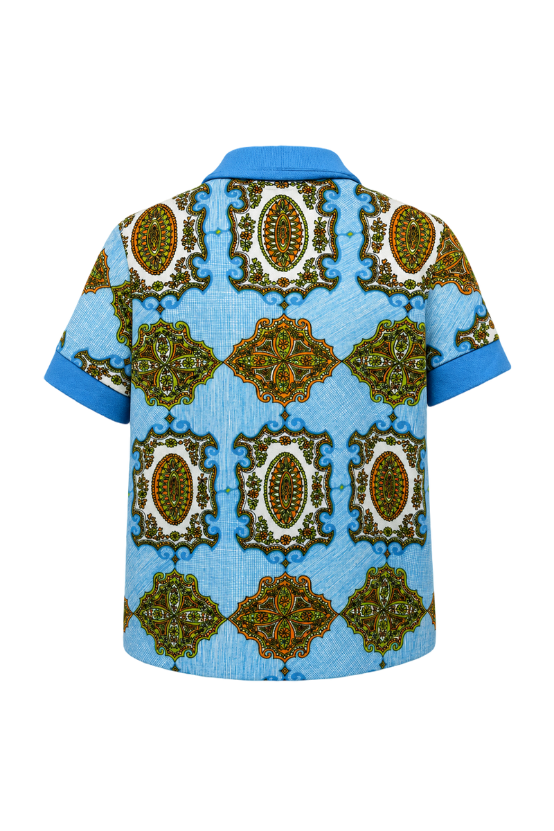 1970s Light Blue Smooth Shirt - Back View